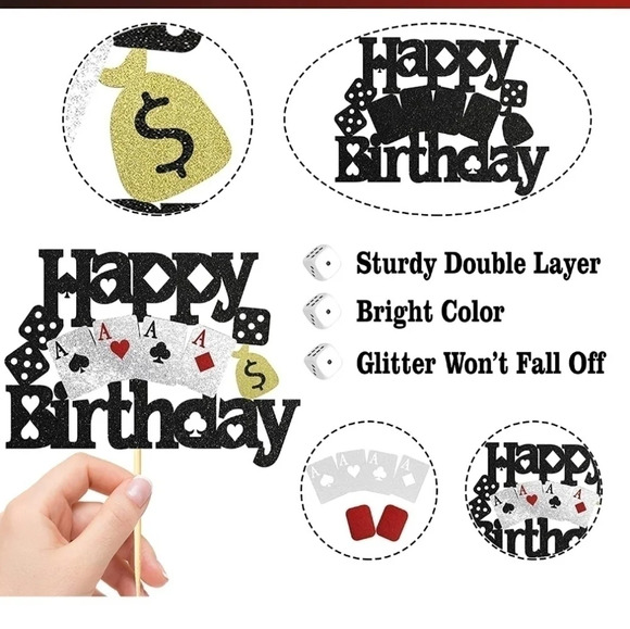9 Piece Casino Themed  Cake Topper - Picture 2 of 6
